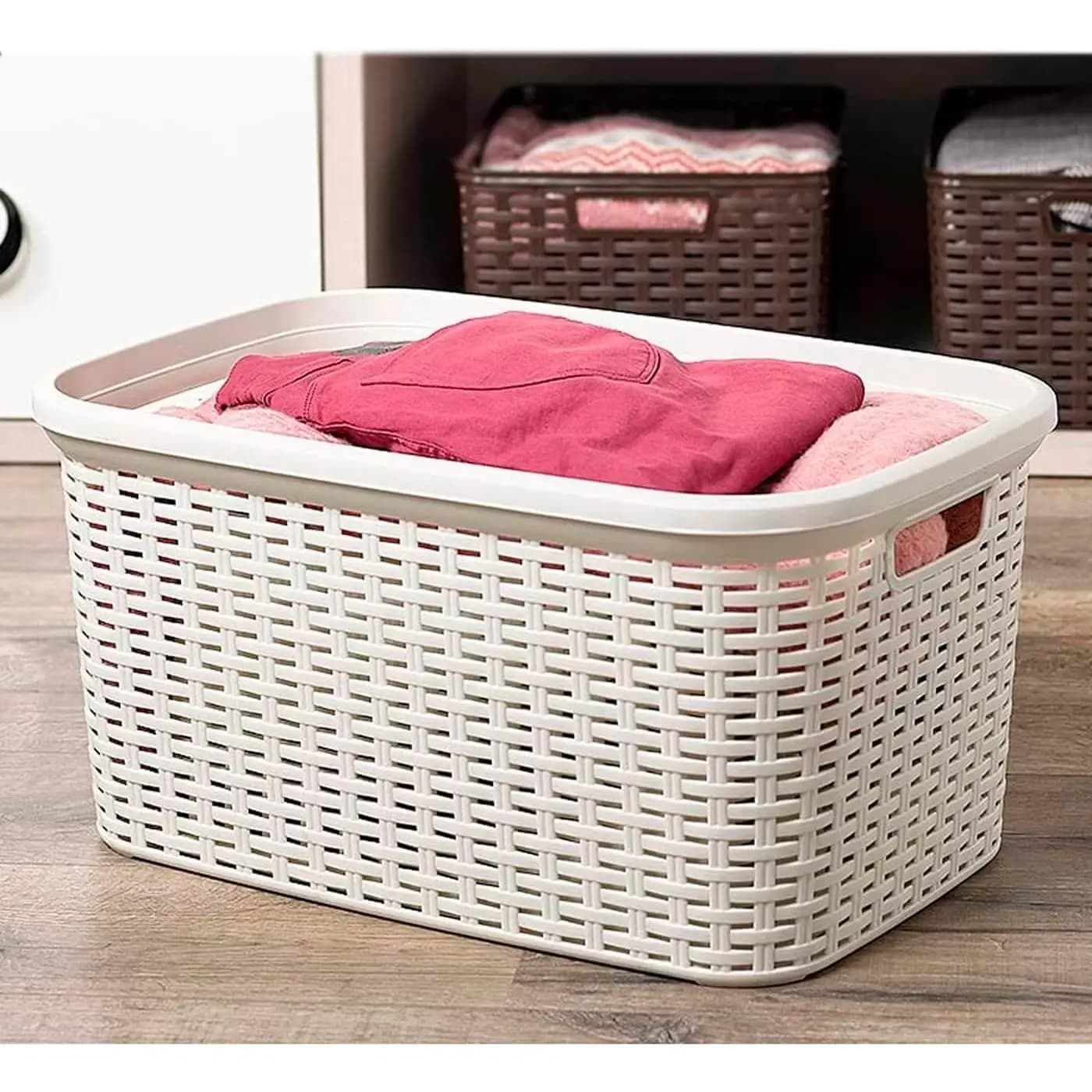 C.A | Cesto de Rattan Rectangular Mimbre 35L y 60L | Elegante y Duradero | Ideal para Baño, Lavandería y Dormitorio