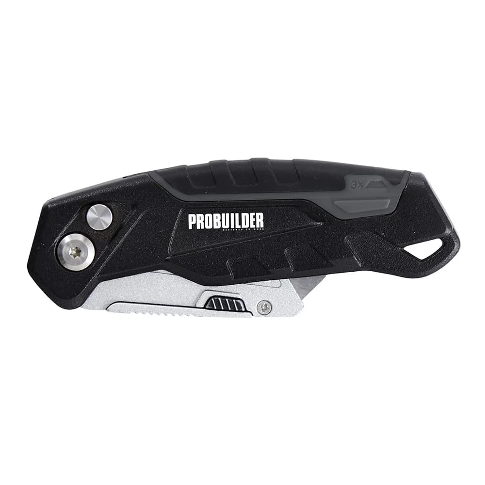 Cutter Plegable con Almacenamiento para 3 Cuchillas y Suspensión para Cinturón de Herramientas
