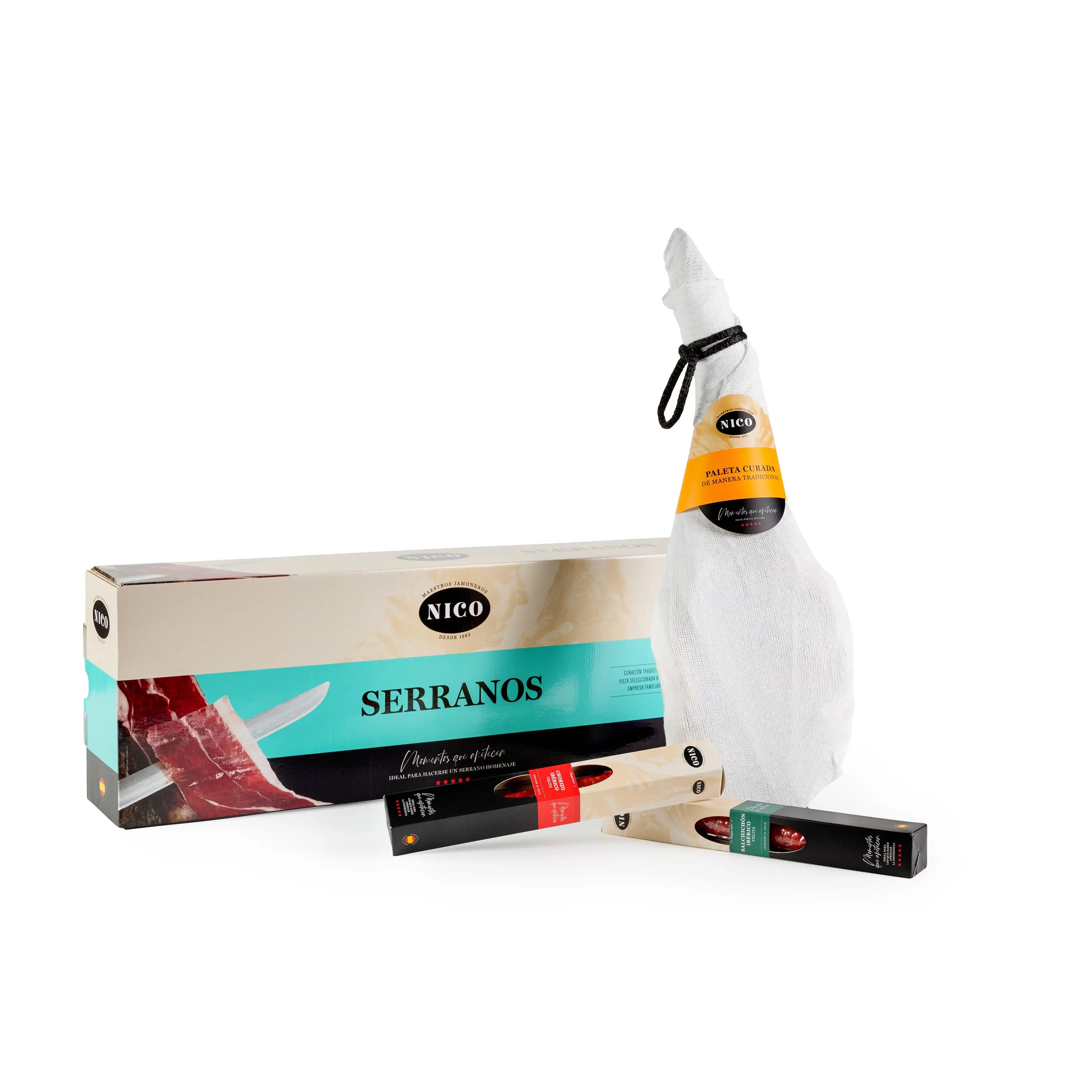 Nico Jamones - Lote ideal para Regalo incliye Paleta Curada 4,5kg + Salchichón y Chorizo Ibérico