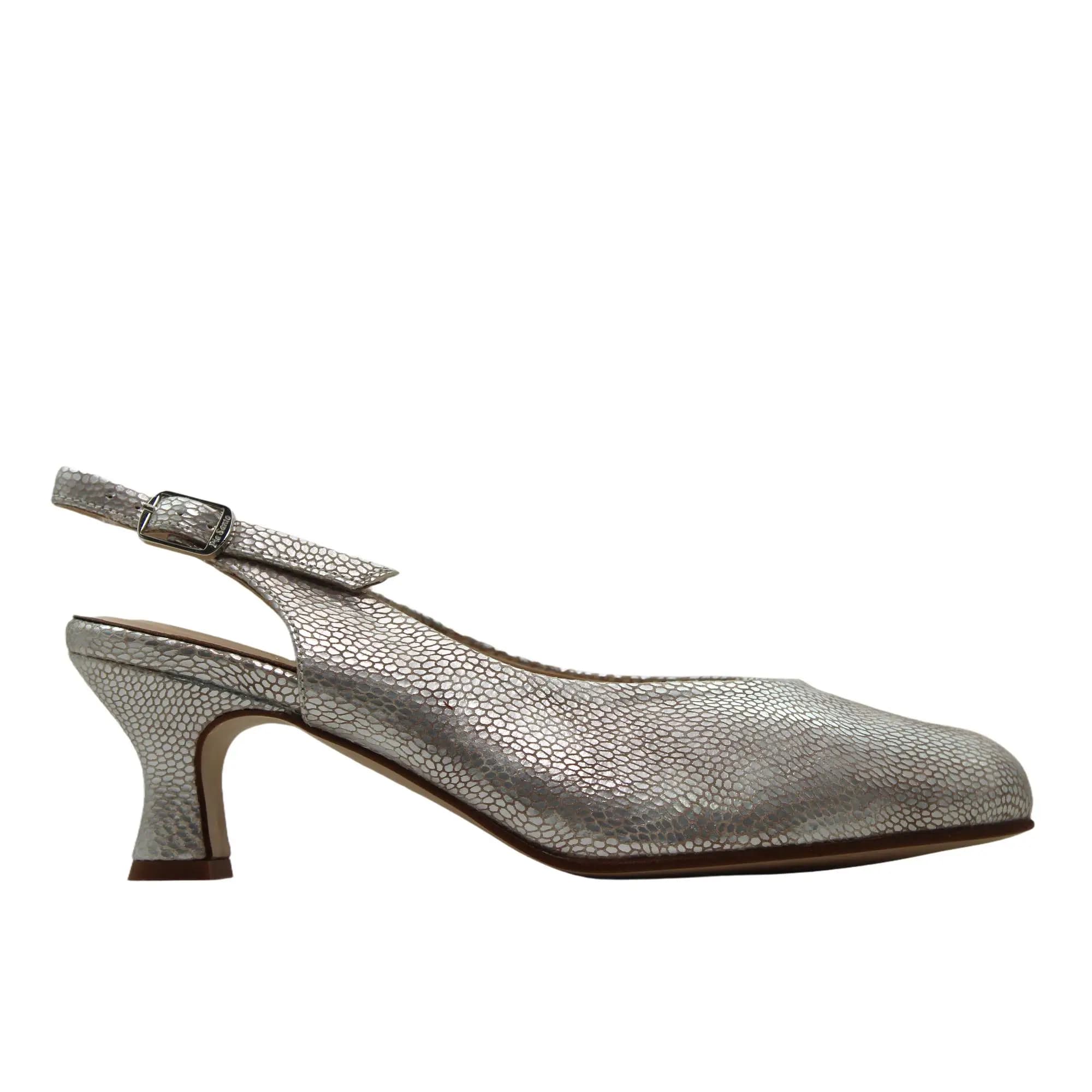 PieSanto 260230 Zapato de fiesta, grabado animal y tacón medio, piel, hebilla y suela de goma, para señora