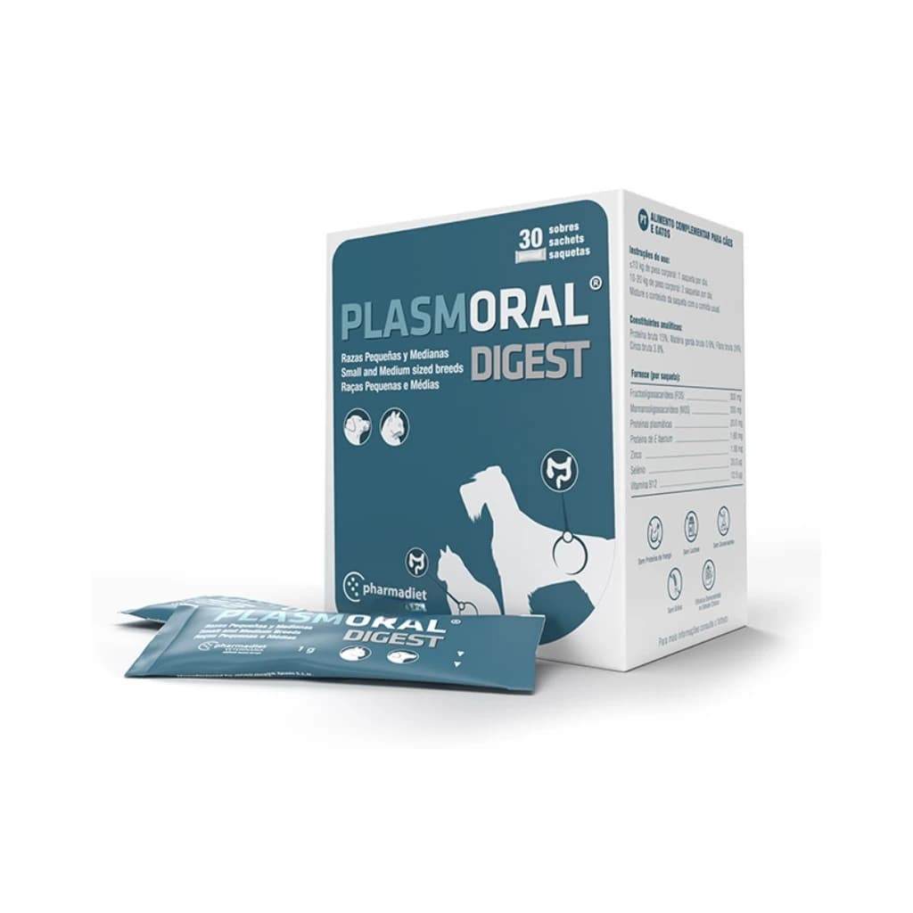 Pharmadiet Plasmoral Digest Razas Pequeñas y Medianas (hasta 20 kg) - Complemento Natural Intestinal para Perros y Gatos con Proteínas de Plasma,