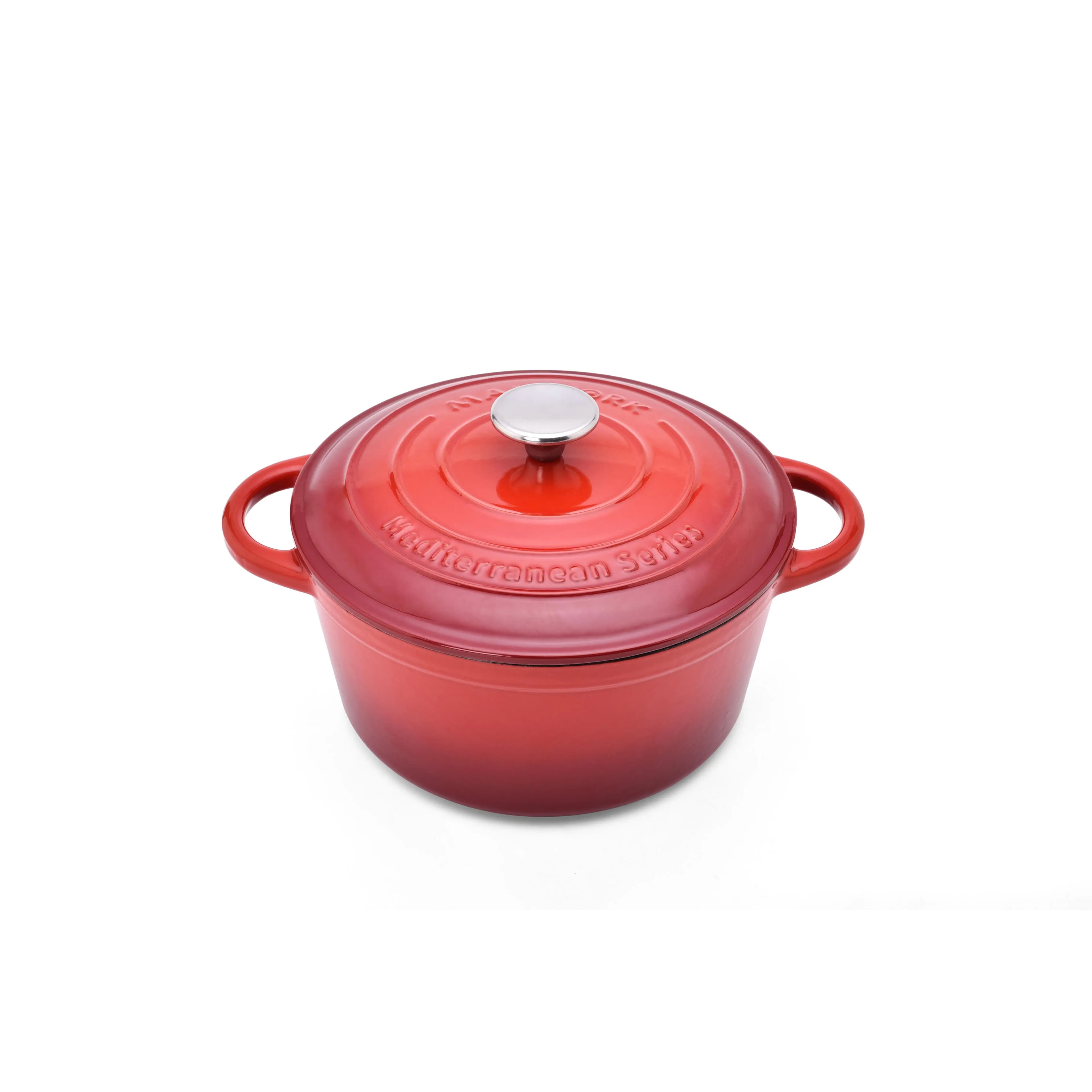 MAXWORK Cocotte Olla Esmaltada de Hierro Fundido, Cocotte Redonda, Olla de Sopa Φ22 Φ24 Φ26