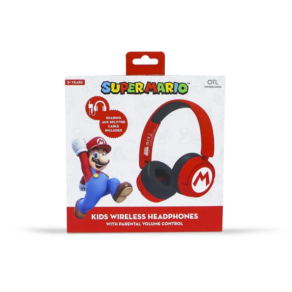 AURICULARES INFANTILES INALÁMBRICOS SUPER MARIO LOGO BLUETOOTH PLEGABLES OTL Technologies