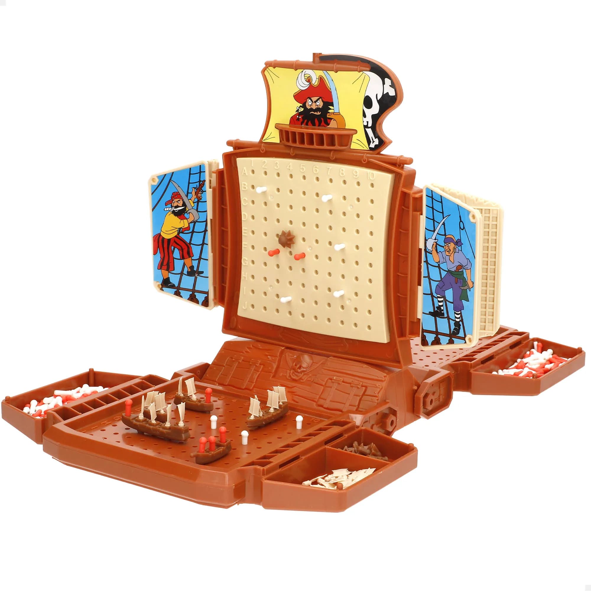 CB Games - Juego de mesa de hundir la flota, 25x37x24 cm, juego clásico o versión pirata, tablero compacto y plegable, 2 paneles, fichas blancas y
