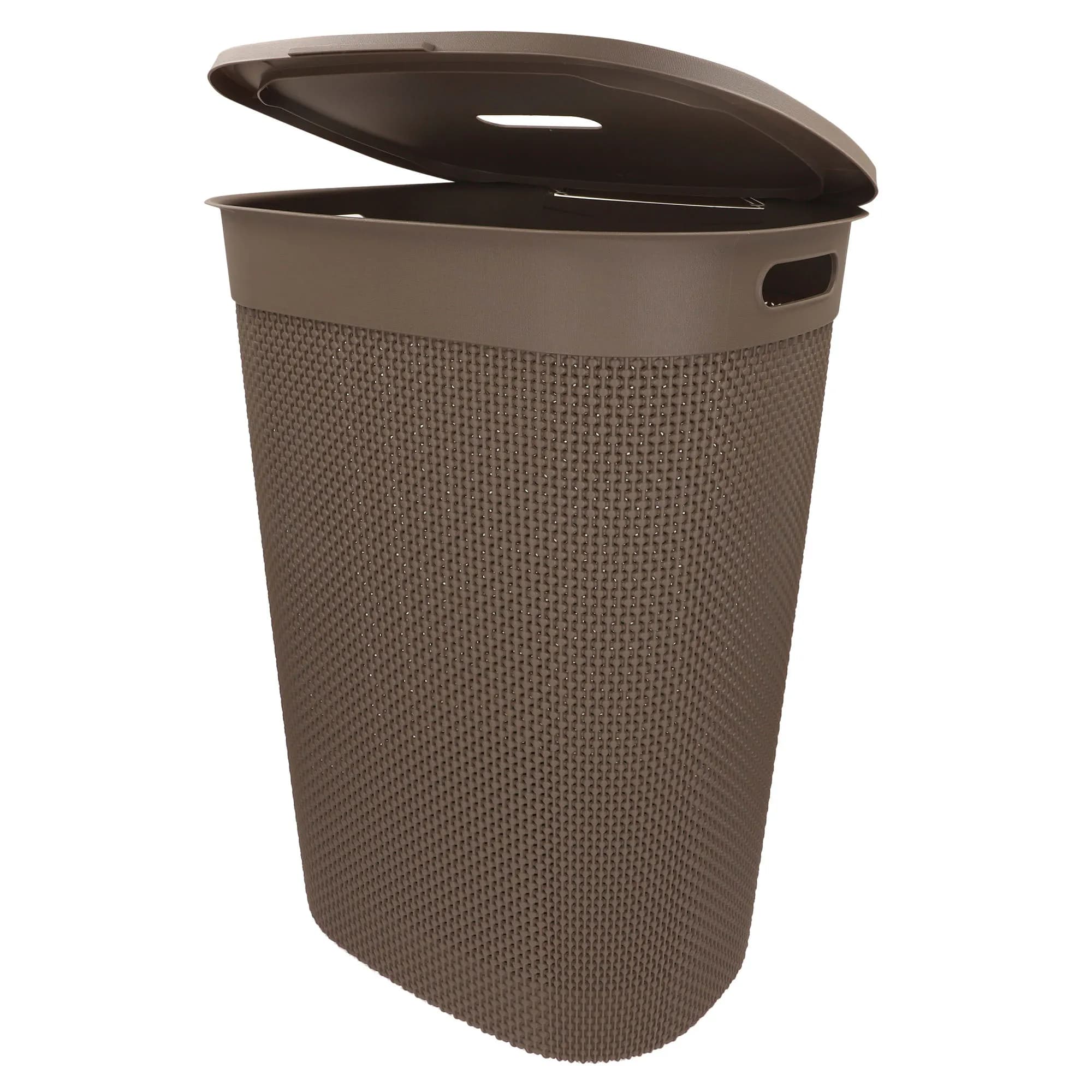 Curver - Cesto de ropa sucia multiusos, marrón, blanco o gris, asas laterales, resistente al agua y fácil de limpiar, plástico reciclado, cesta