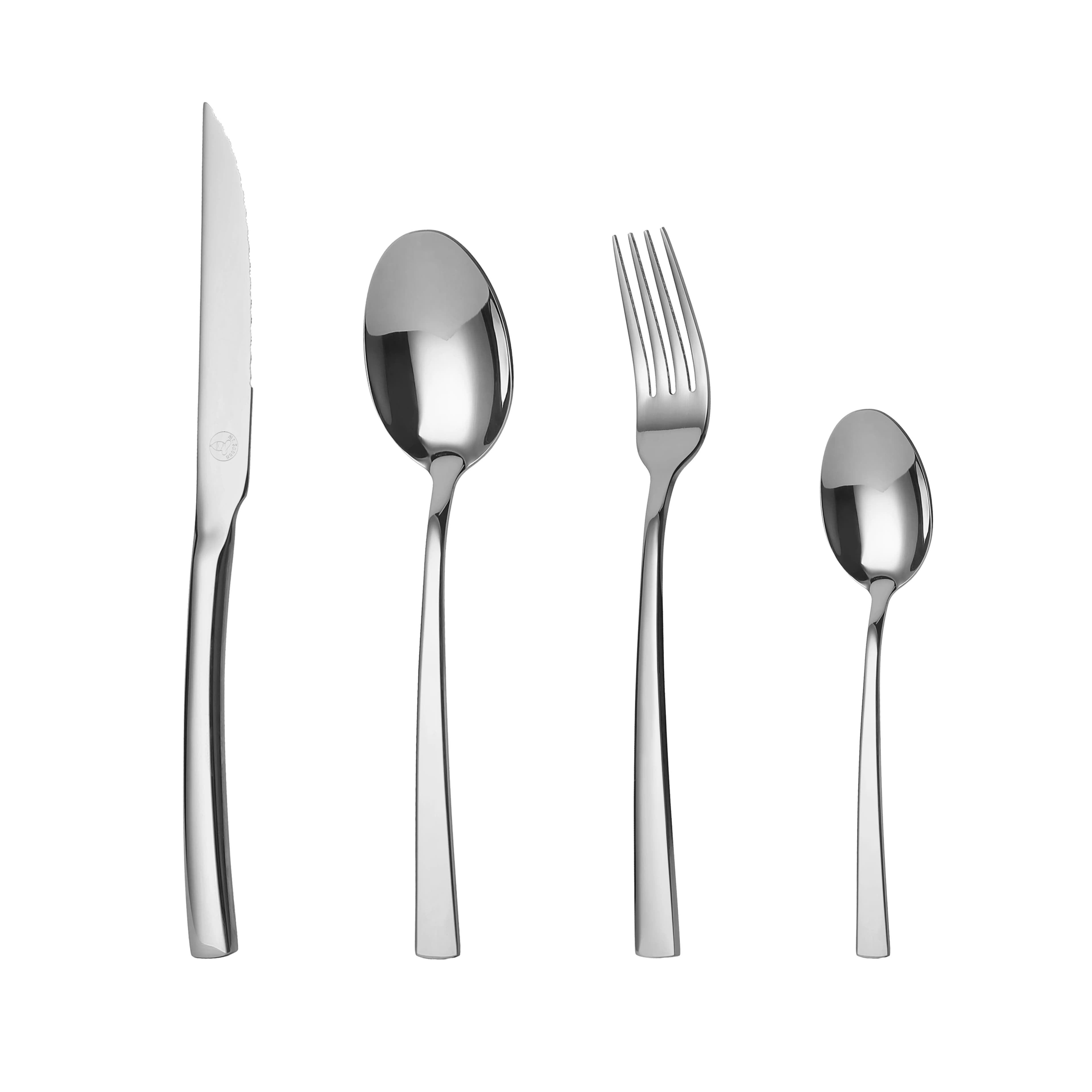 Mr.Spoon Serie Montaña Juego 16, 24 o 48 piezas cubiertos,Acero Inoxidable 18/0,Económico y funcional,Incluye cuchillo de carne o