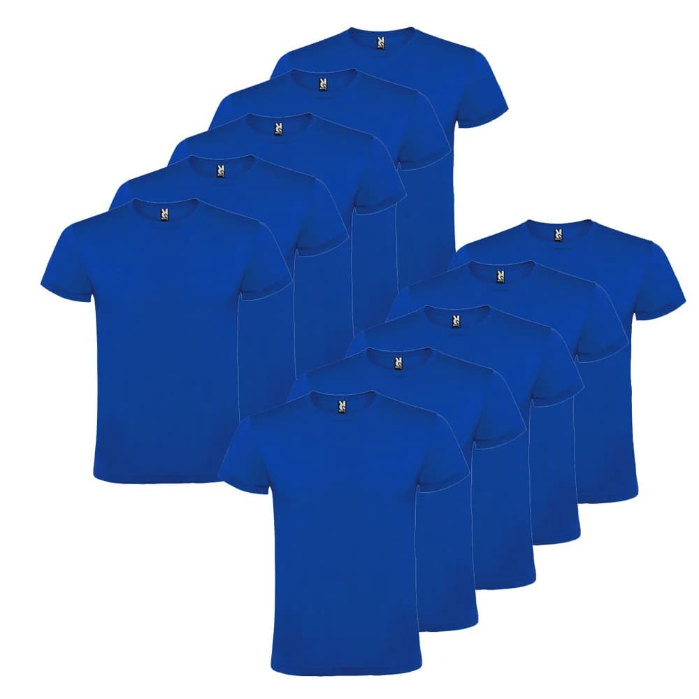 Pack 10 camisetas básicas de algodón TRAINEANDO, Unisex, Gramaje 150g/m2, Cuello redondo y Manga corta tubular  Tallas S-XL