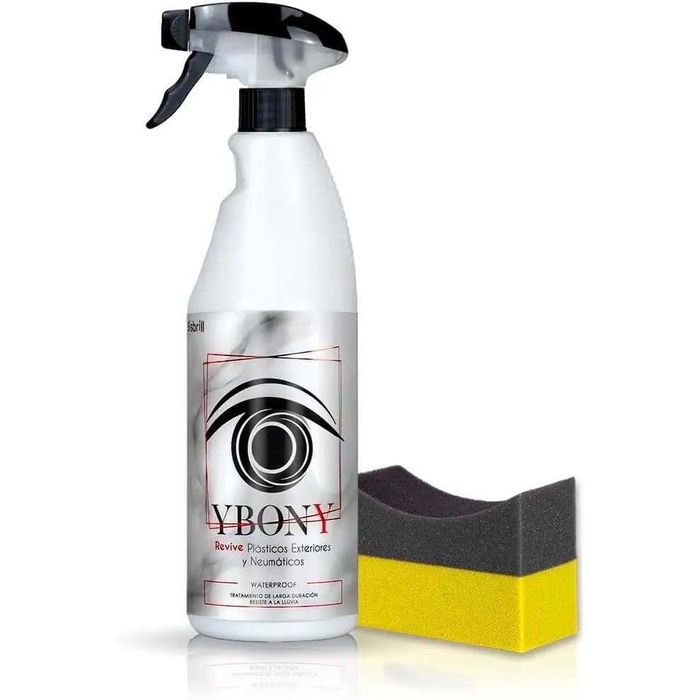 Sisbrill Ybony para Renovar Plásticos Deteriorados, Revive Neumáticos - Ultra-Brillo - Resiste la Lluvia - 750 Ml + 1 Aplicador