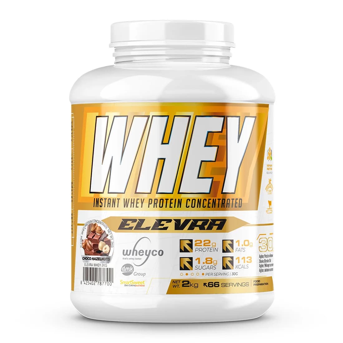 ELEVRA - 100% PRO Whey Protein 2kg / Esta fórmula superior de proteína de suero concentrada WHEYCO® se elabora mediante procesos de fabricación
