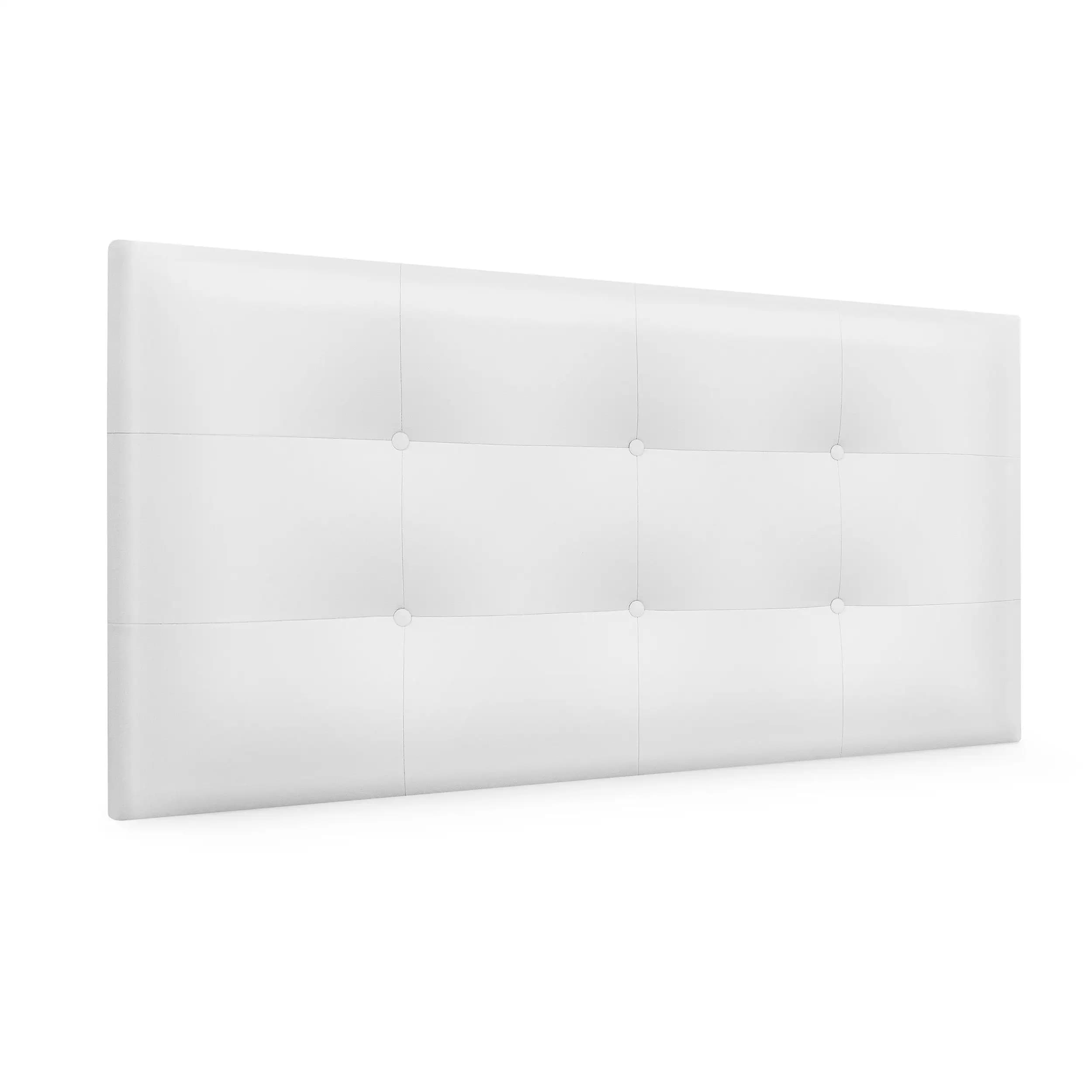 DHOME Cabecero Capitone Tapizado Polipiel o Tela Acualine con 8cm de Grosor Cabezales de Cama Acolchado Capitoné Cabeceros de Cama (Blanco Polipiel)