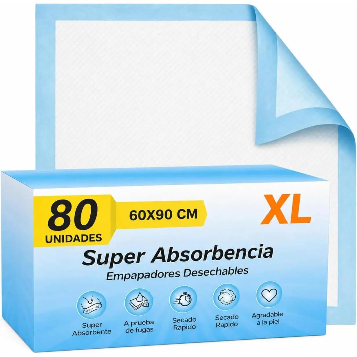 MyPetControl - 80 Empapadores 90x60 cm Perros Alfombrilla higiénica de Entrenamiento para Perros. Ultra absorbente 90cm*60cm,
