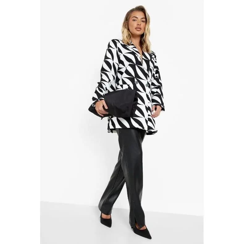 Americana oversize estampada forrada con bolsillos - Fanny Jin