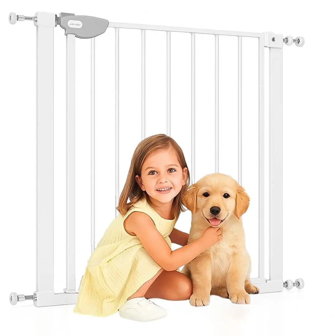 BATHBY Barrera de Seguridad 75-84cm para Niños y Mascotas, Sin Tornillos, Cierre Automático y Giro Bidireccional, Escaleras
