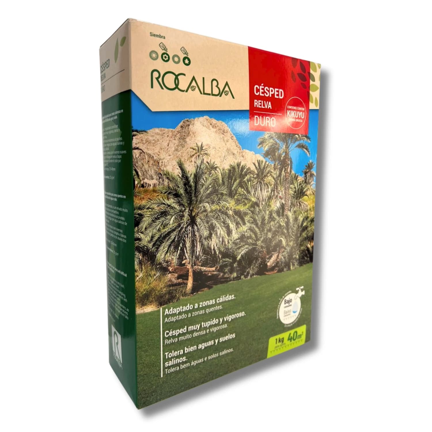 Semillas Césped DURO con Kikuyu de 1 KG MUY RESISTENTE para Zonas Secas y Suelos Difíciles | Muy Resistente al Pisoteo y Agua Salina | Cobertura de