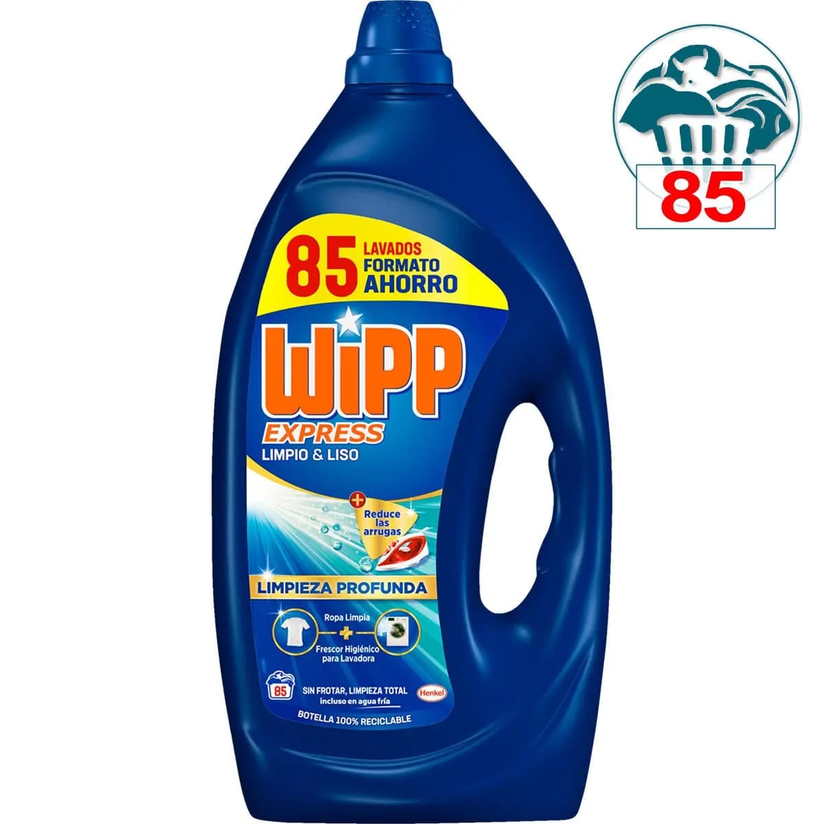 WIPP EXPRESS Detergente máquina líquido gel Limpio & Liso botella 85 dosis
