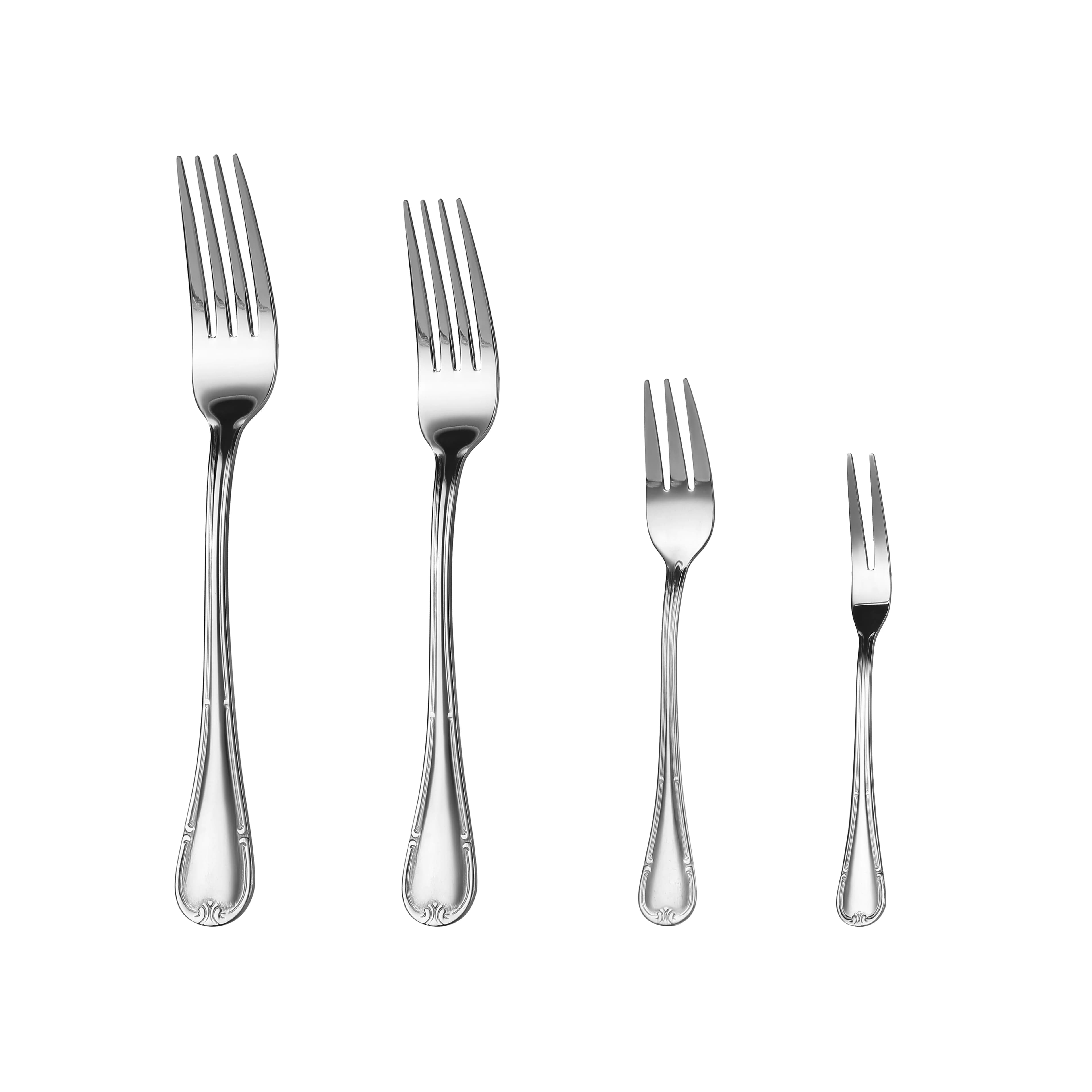 Mr.Spoon Serie Flores Tenedores de 12, 48 o 120 piezas,Acero inox18/0,Económico y funcional,Tenedor mesa 200mm,tenedor fruta 175mm,tenedor postre y