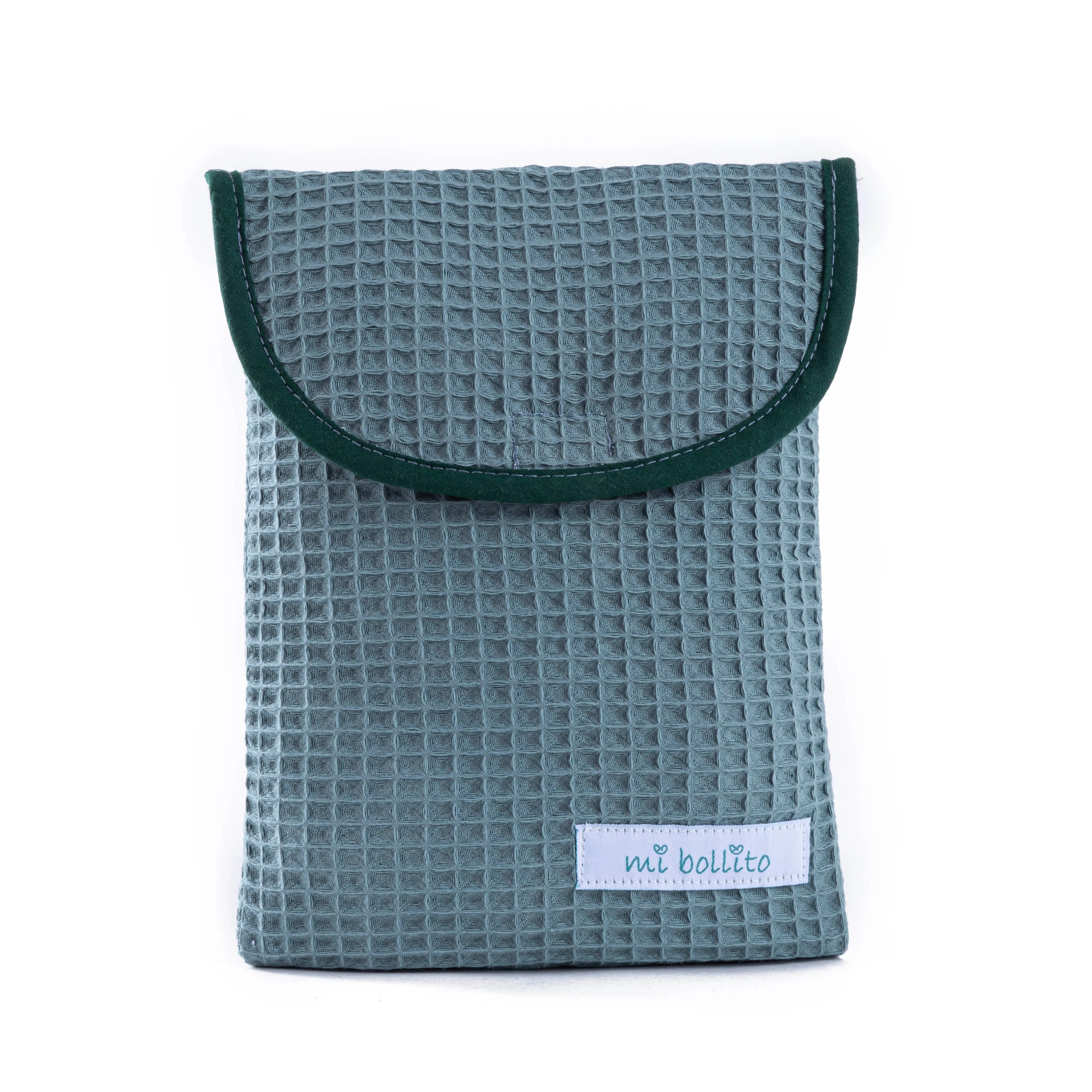 Mi Bollito – Bolsa organizadora de pañales y toallitas de bebé, tejido gofrado 100% algodón, cierre rápido tipo velcro, práctica y elegante.