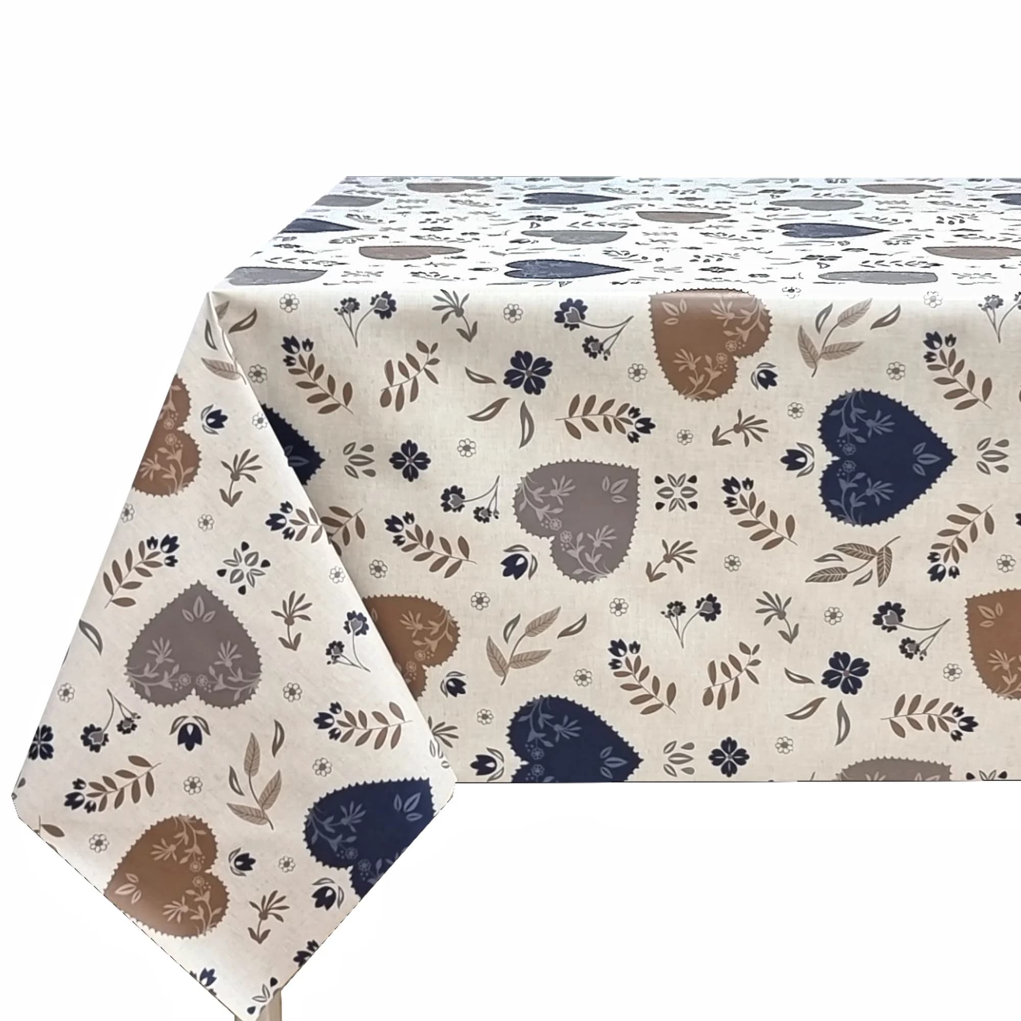 Mantel de hule PVC rectangular impermeable, diseño de corazones y flores, disponible en azul, rojo y verde, fácil de limpiar, ideal para cocina y