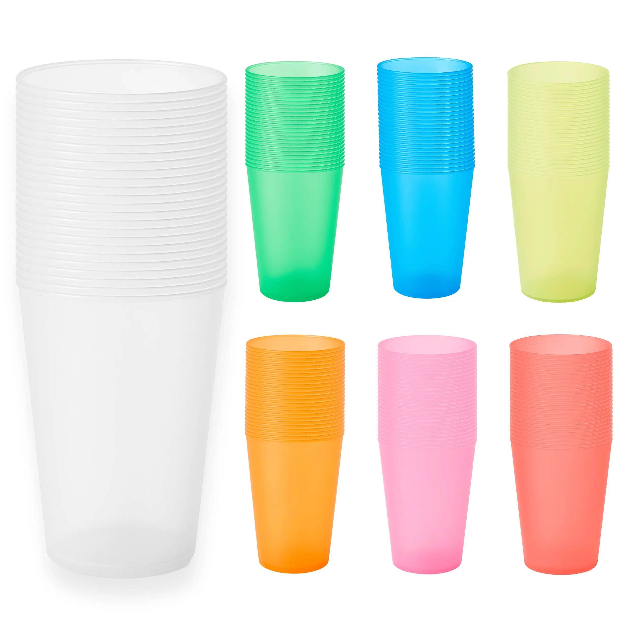 Traineando Pack Vasos Plástico Duro 470ml Reutilizables de Polipropileno Eco Sin BPA – Pack Multicolor para Fiestas