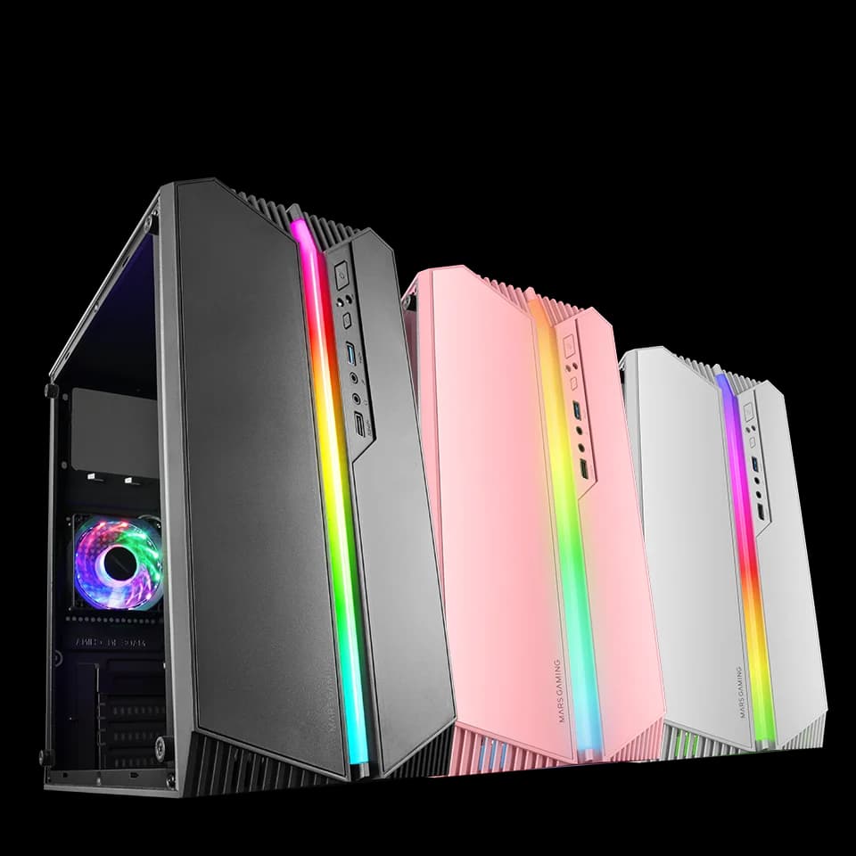 Mars Gaming MC-S1, Caja PC Gaming Compacta Micro-ATX, ARGB Frontal 12 Modos, Ventana Lateral, Soporte Refrigeración Líquida, Ventilador FRGB, Caja