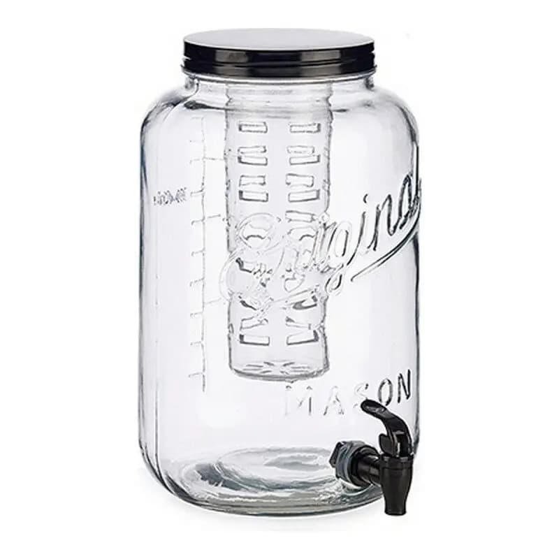 Tarro Dispensador de Bebidas 3.8L/5L/8L con Grifo Hermético y Tapa de Vidrio Cristal Transparente para Agua, Jugos y Cócteles