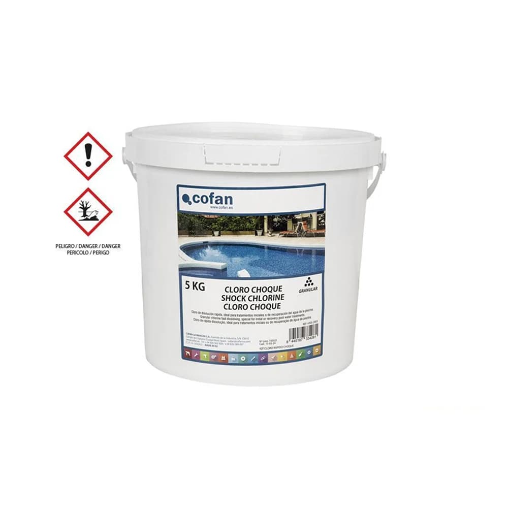 Cloro Choque Granulado de Acción Rápida | Envase de 5 kg | Tratamiento de Recuperación para Aguas Turbias y Apertura de Temporada | Alta