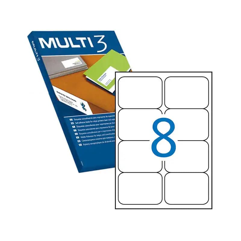 Multi3 pack de 800 etiquetas blancas cantos romos tamaño 99.1x67.7mm con adhesivo permanente para multiples usos
