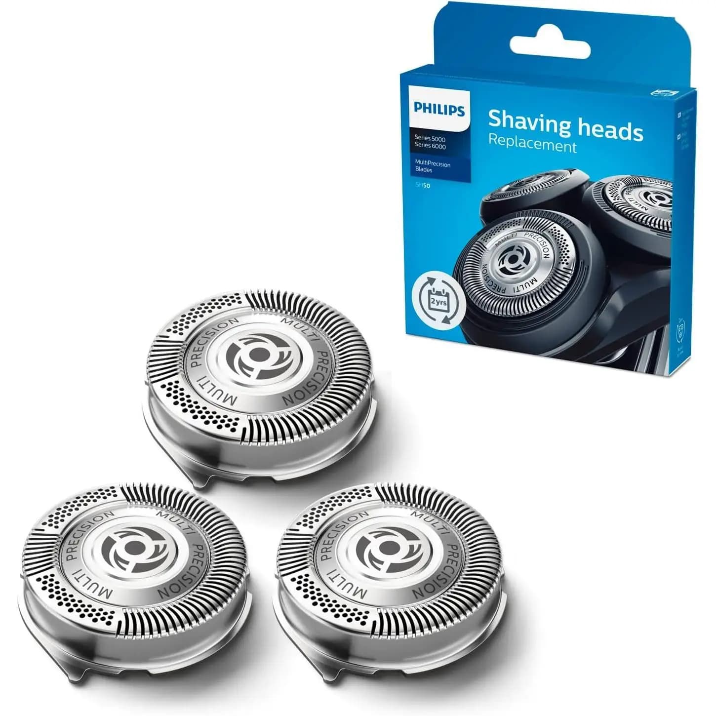 Philips Pack X3 Cabezales de Recambio SH50/50 para Afeitadora Eléctrica, Compatibles con las Afeitadoras Eléctricas de Hombre Philips Serie 5000,