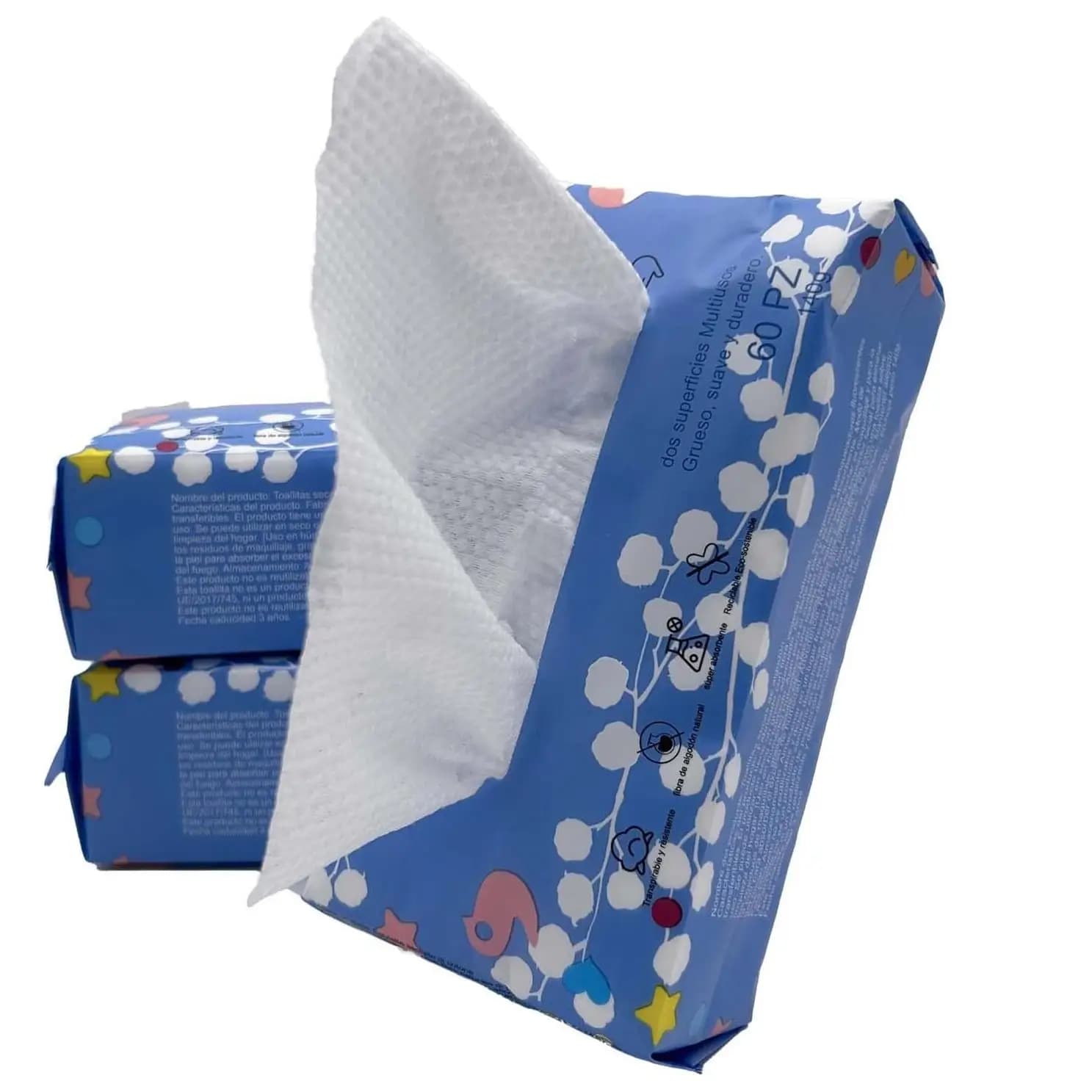 C.A | Toallitas Secas de Algodón 100% 🧻 | Desechables y Biodegradables | 20×20 cm | Facial y Bebé