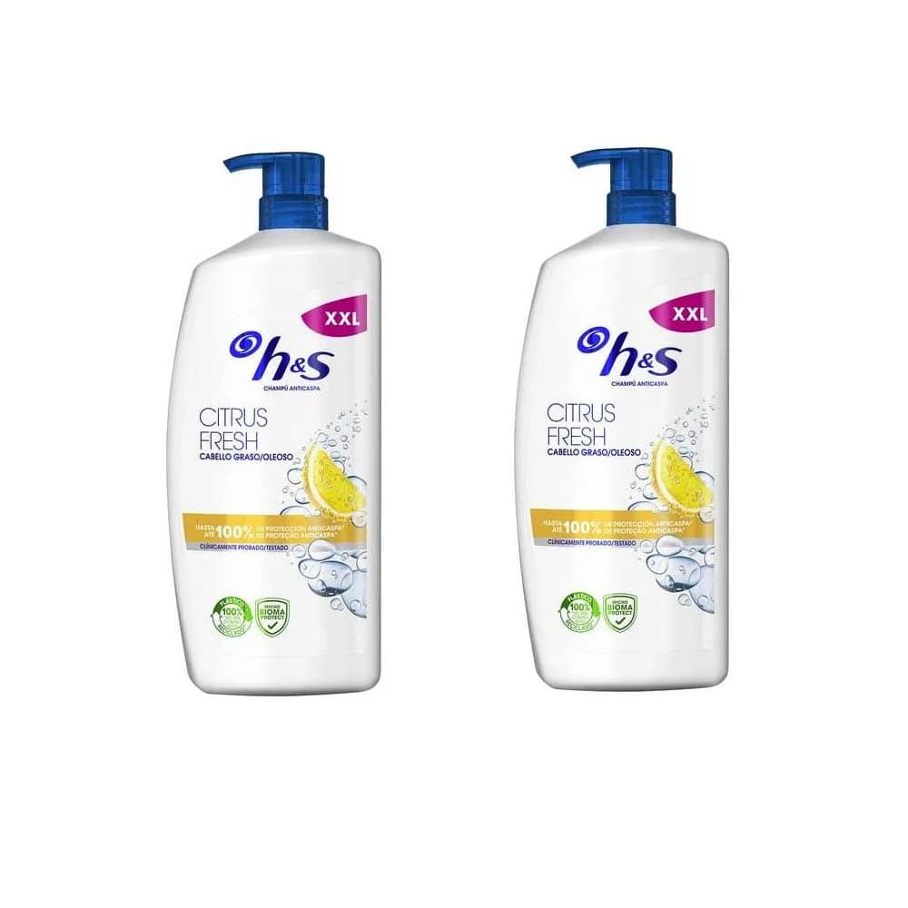 Champú Anticaspa Citrus Fresh, Hasta Un 100 % De Protección Contra La Caspa2*1000 ml-H&S Apple Fresh Champú Anticaspa 2x1000ml -H&S Menthol Fresh