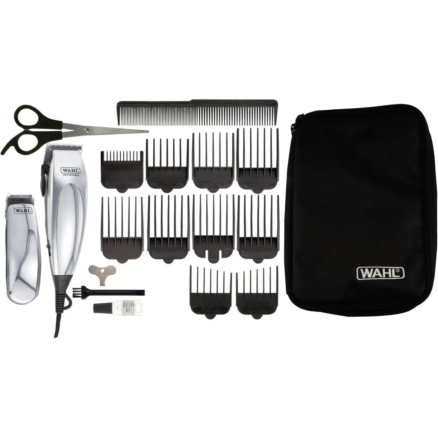 Wahl Cortapelos y Recortadora de Precisión Deluxe Homepro 79305-1316 Plateado - 10 Peines Guía - Cuchillas Autoafilables