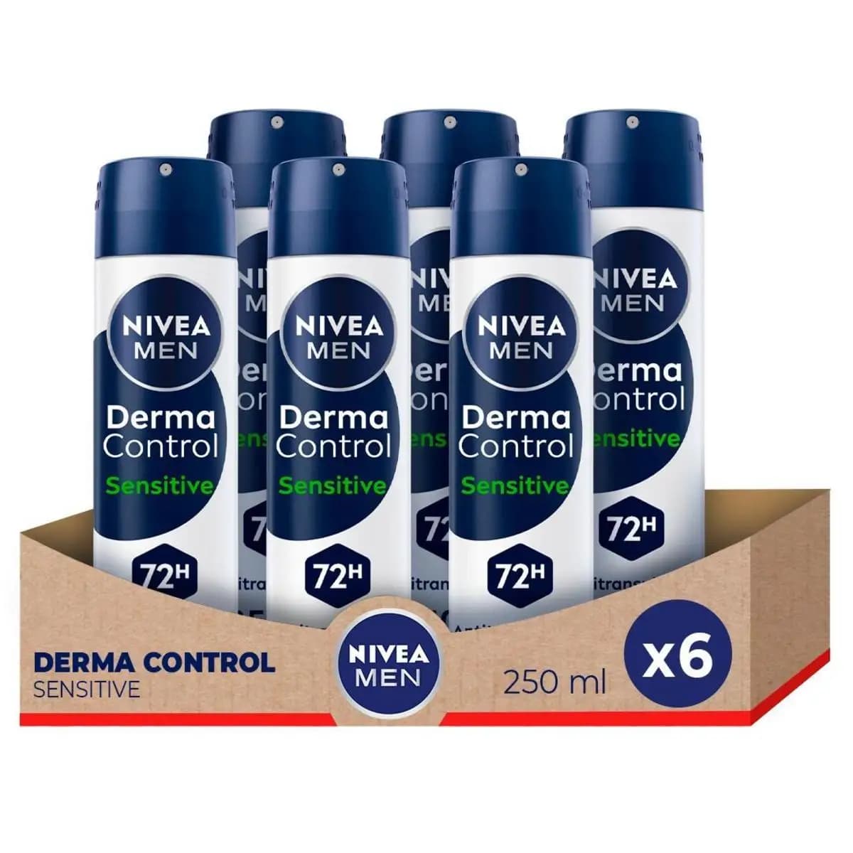 NIVEA MEN Pack ahorro - Desodorante en spray Derma Control Sensitive 250ml x 6 unidades