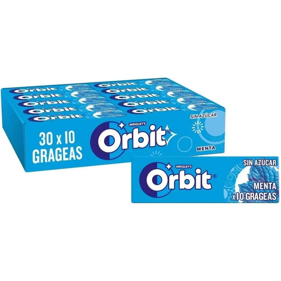 Orbit Chicles Sin Azúcar Sabor menta fuerte y eucalipto (30 x 10 chicles)-Orbit Arándanos-Orbit Sandia-Orbit  Sabor Fresa-Orbit  Sabor