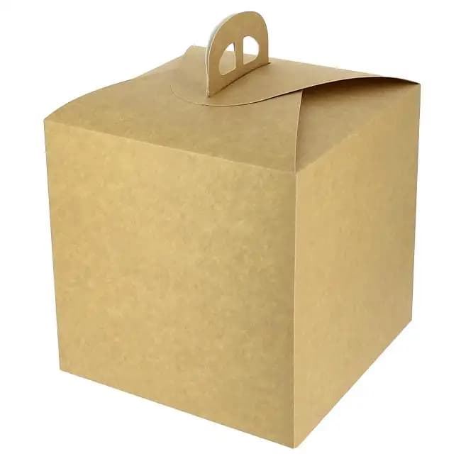 MONOUSO | Caja Panettone de Cartón Kraft 1000g 21,5x21,5x21,5cm (25 Uds)