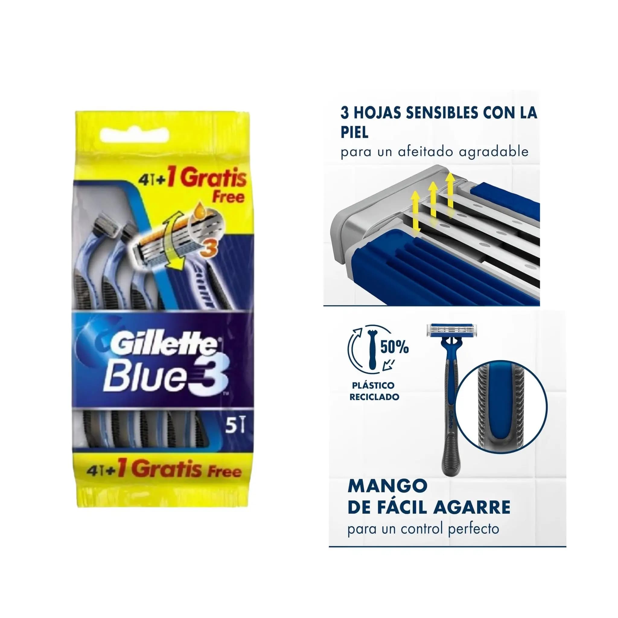 Gillette Blue3 - Máquinillas Desechables Para Hombre - 4+1 Unidades, 5 unidad  surtidos de modelos a elegir diferentes precios maquinilla de afeitar