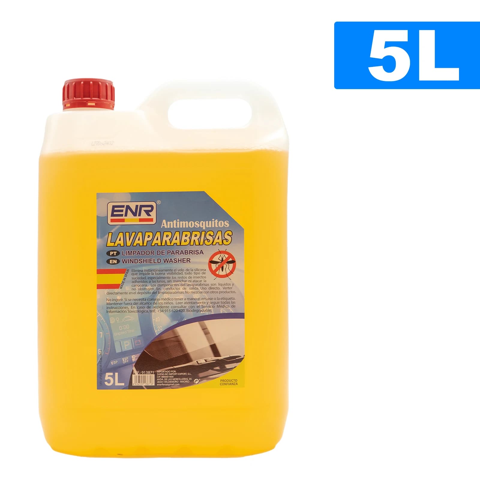 🥇Enerfero-Limpiaparabrisas, Agua para vidrios de coche, eliminar residuos de insectos voladores, visión clara-5L