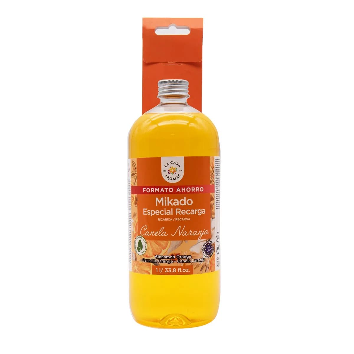 La Casa de los Aromas Mikado Reposicion CANELA NARANJA  botella 1 Litro con 15palitos de recambios Ambientador Fragancia  DURADERA  1000ml Calidad