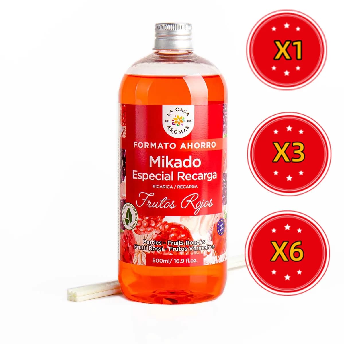 Plushome Ambientador Mikado Repo Aromatizante en Varillas - Variedad de Esencias - Canela, Azahar, Canela Naranja, Frutos Rojos - 250ml, 500ml y 1L