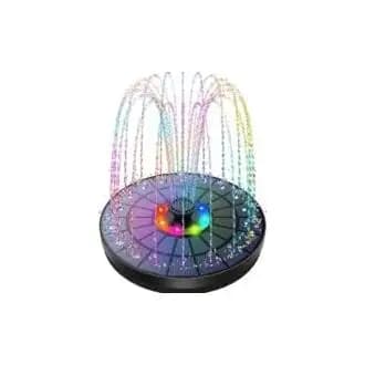CSPARKV Fuente solar LED flotante para exteriores, bomba de estanque solar de 3 W con batería, luces LED de colores y 8 boquillas, para exteriores Ja