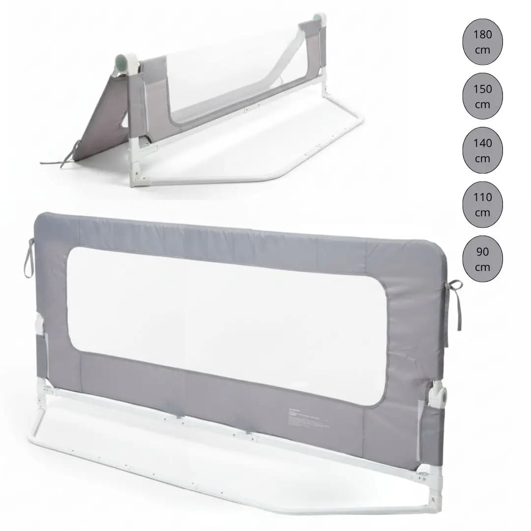 BATHBY Barandilla de Cama Infantil 150 cm – Altura Ajustable, Sistema Abatible, Malla Transpirable, Seguridad Anticaídas