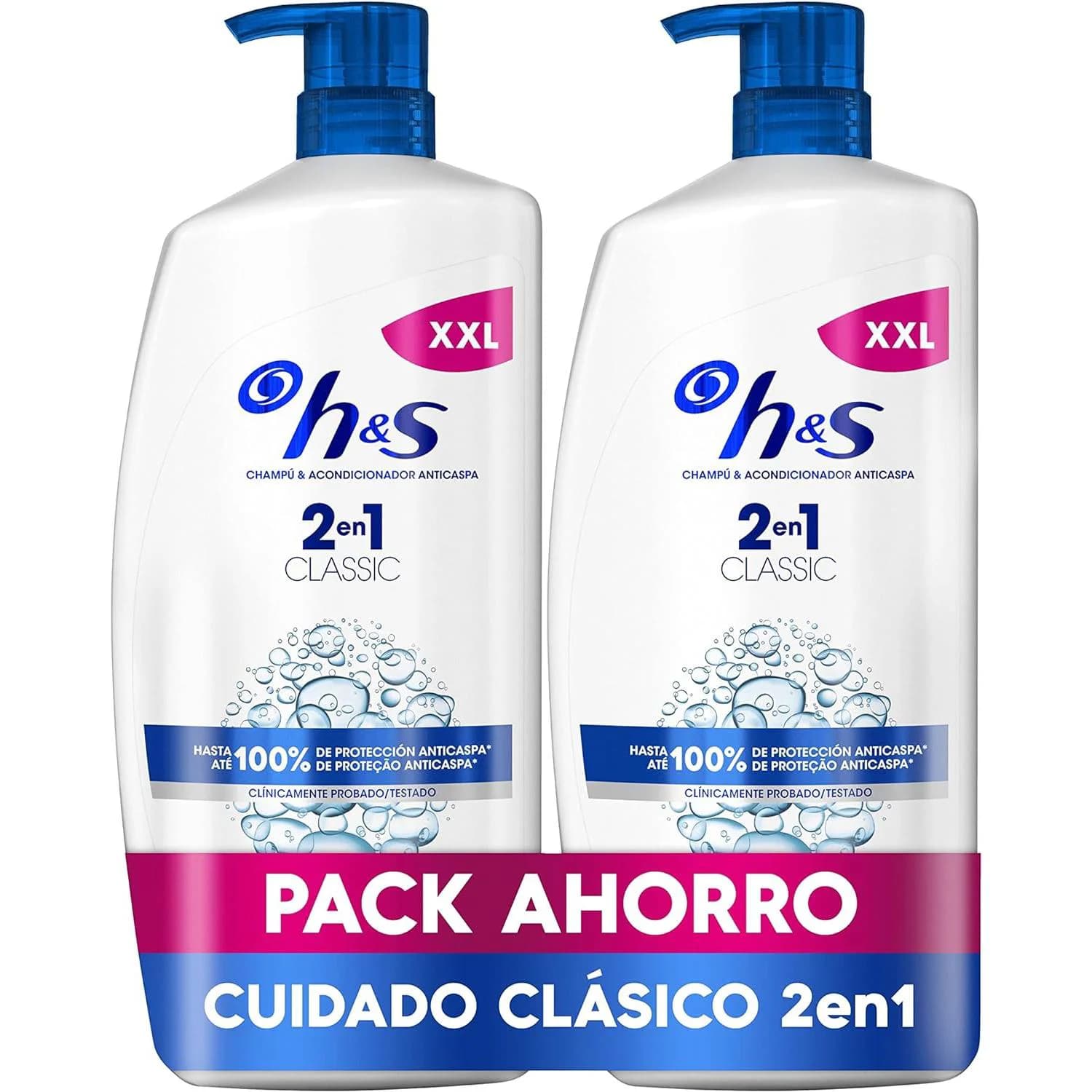 H&S XXL - Champú Anticaspa - 2x1000ml - Clásico.