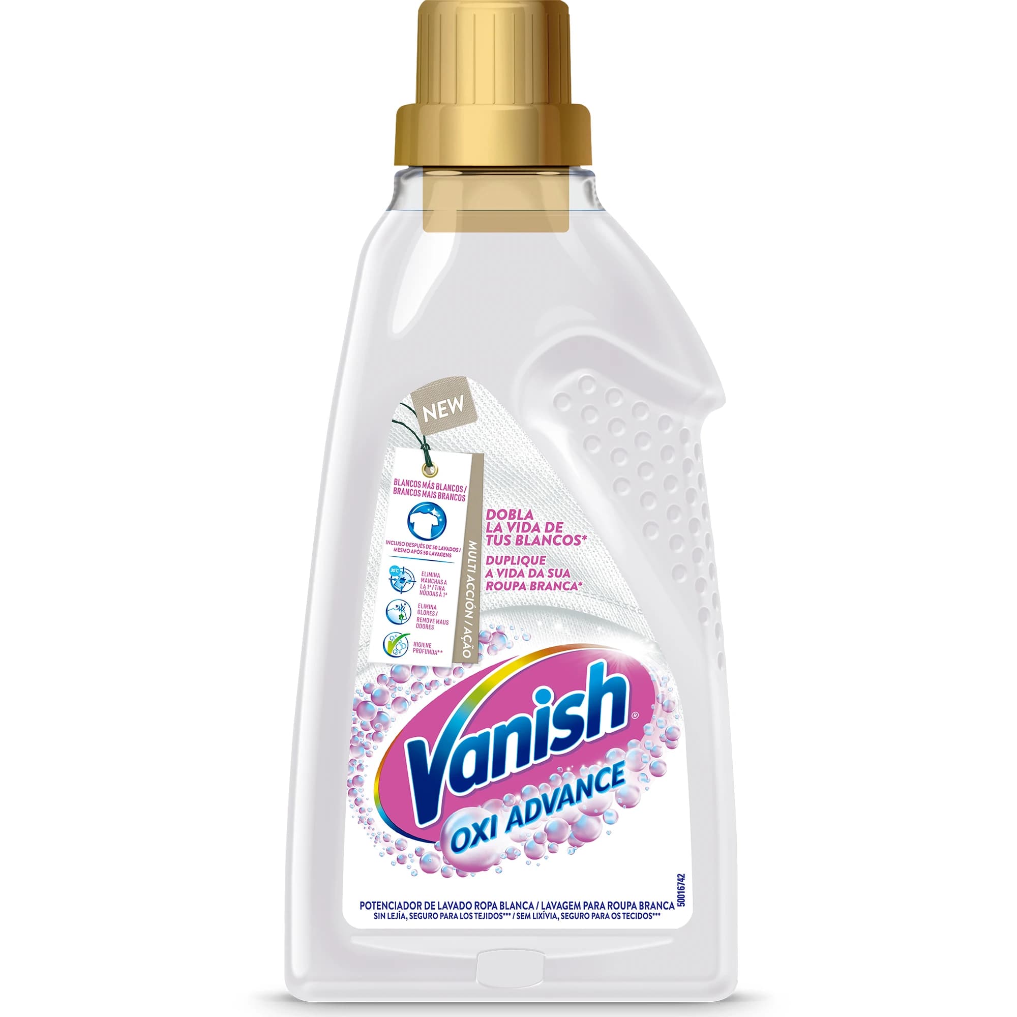 Vanish Oxi Advance Quitamanchas para la Ropa Blanca, elimina olores, potenciador de Lavado en gel - 1500 ml