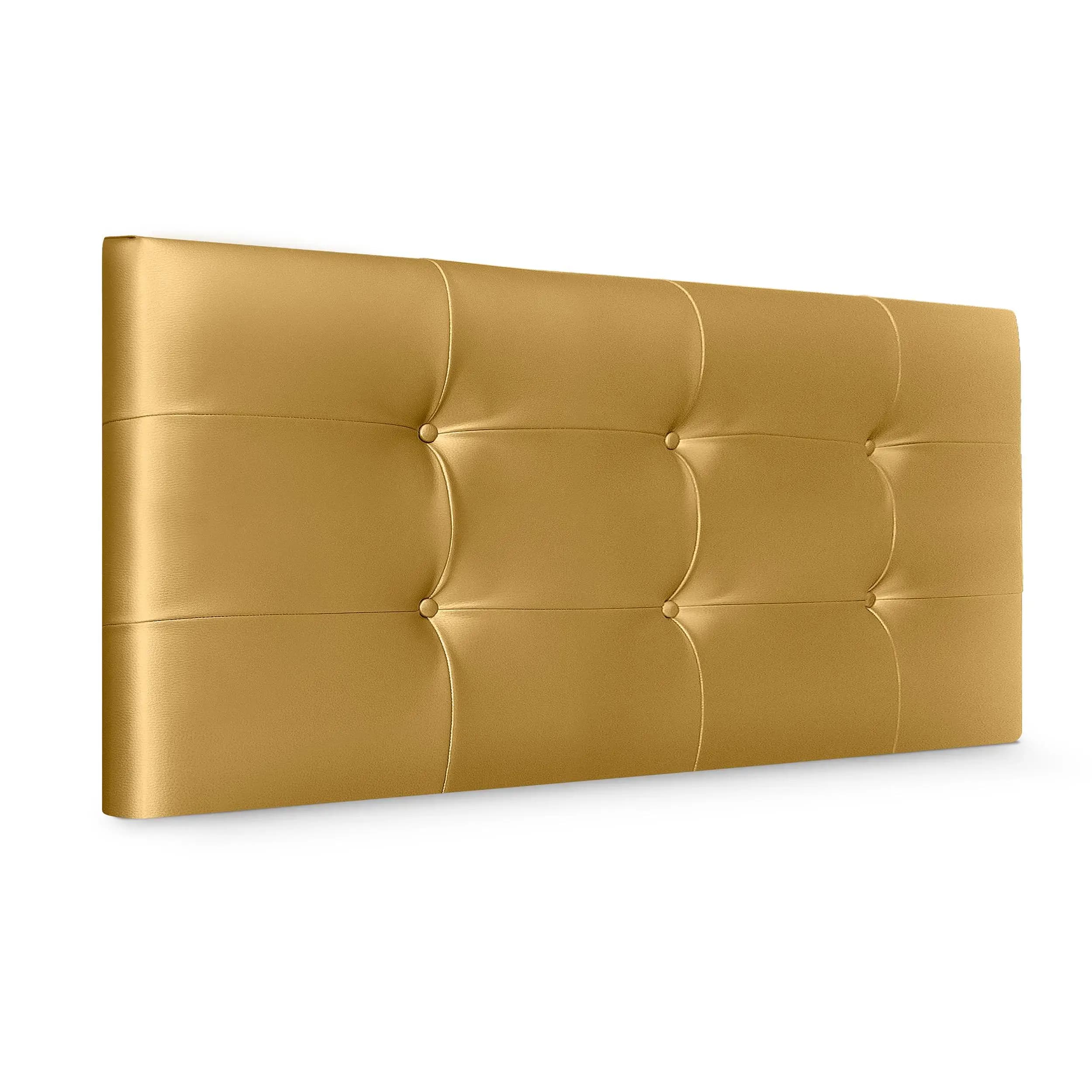 DHOME Cabecero Capitone Tapizado Polipiel o Tela Acualine con 8cm de Grosor Cabezales de Cama Acolchado Capitoné Cabeceros de Cama (Dorado Polipiel)