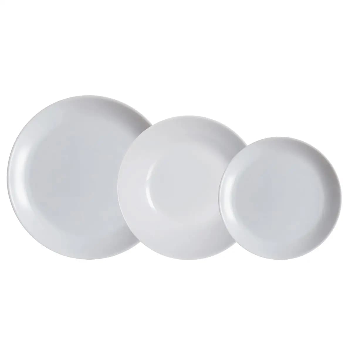 Vajillas de vidrio Opal Diwali de Luminarc- Gris, mármol, azul, verde y turquesa - En 18 y 12 piezas para 6 o 4 personas - Resistentes al choque