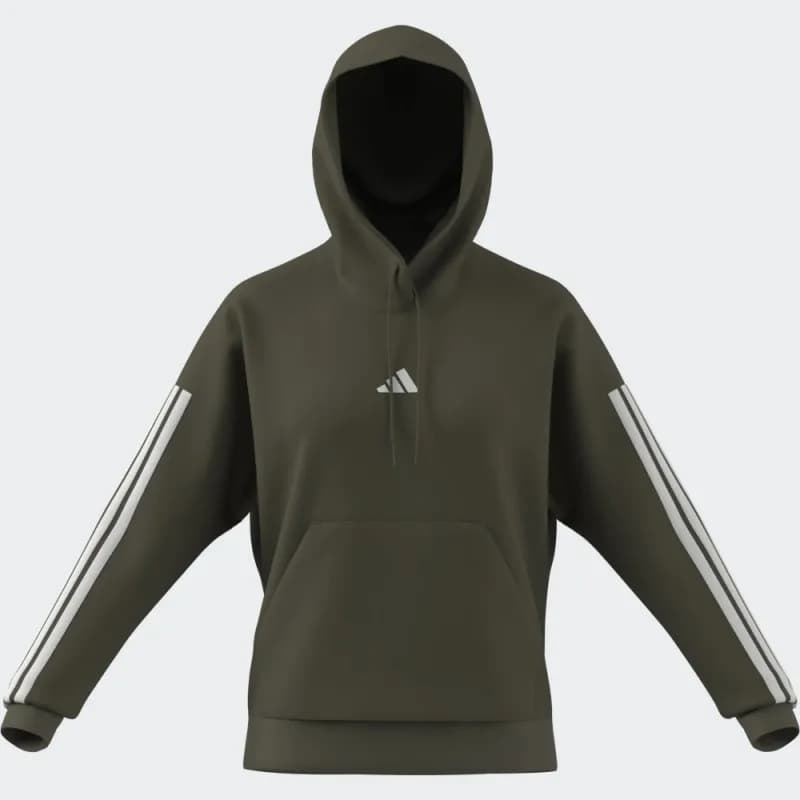 Sudadera VERDE ADIDAS W 3S FL HD-JX5166-VERDE OSCURO-MUJER