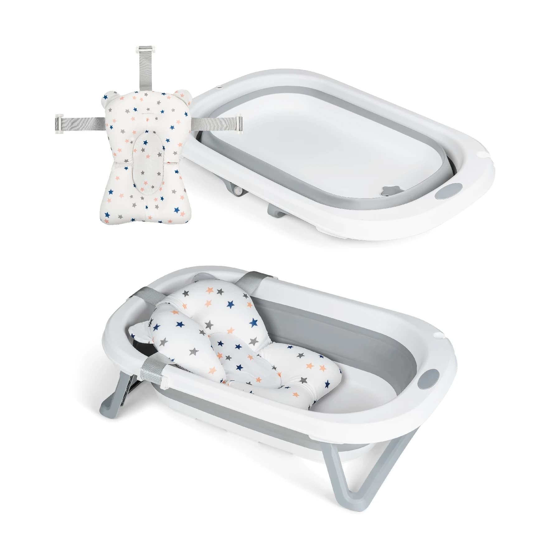 MS Bañera Flex con o sin Cojín Reductor (opcional) - Bañera Plegable para Bebé con Patas y Cojín Reductor Adaptable - Bañera para Bebé Fácil