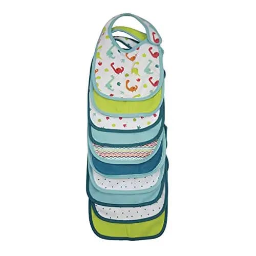 Olmitos - Set de 10 Baberos Dino o Forest | Frontal de Algodón Suave y Diseño Divertido | Cierre de Velcro | Fáciles de Limpiar | Desde 0 a 3 Años