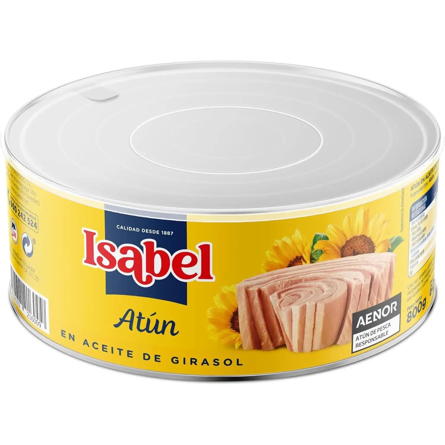 Atún en aceite de girasol Isabel lata 800grs - Peso escurrido 600grs