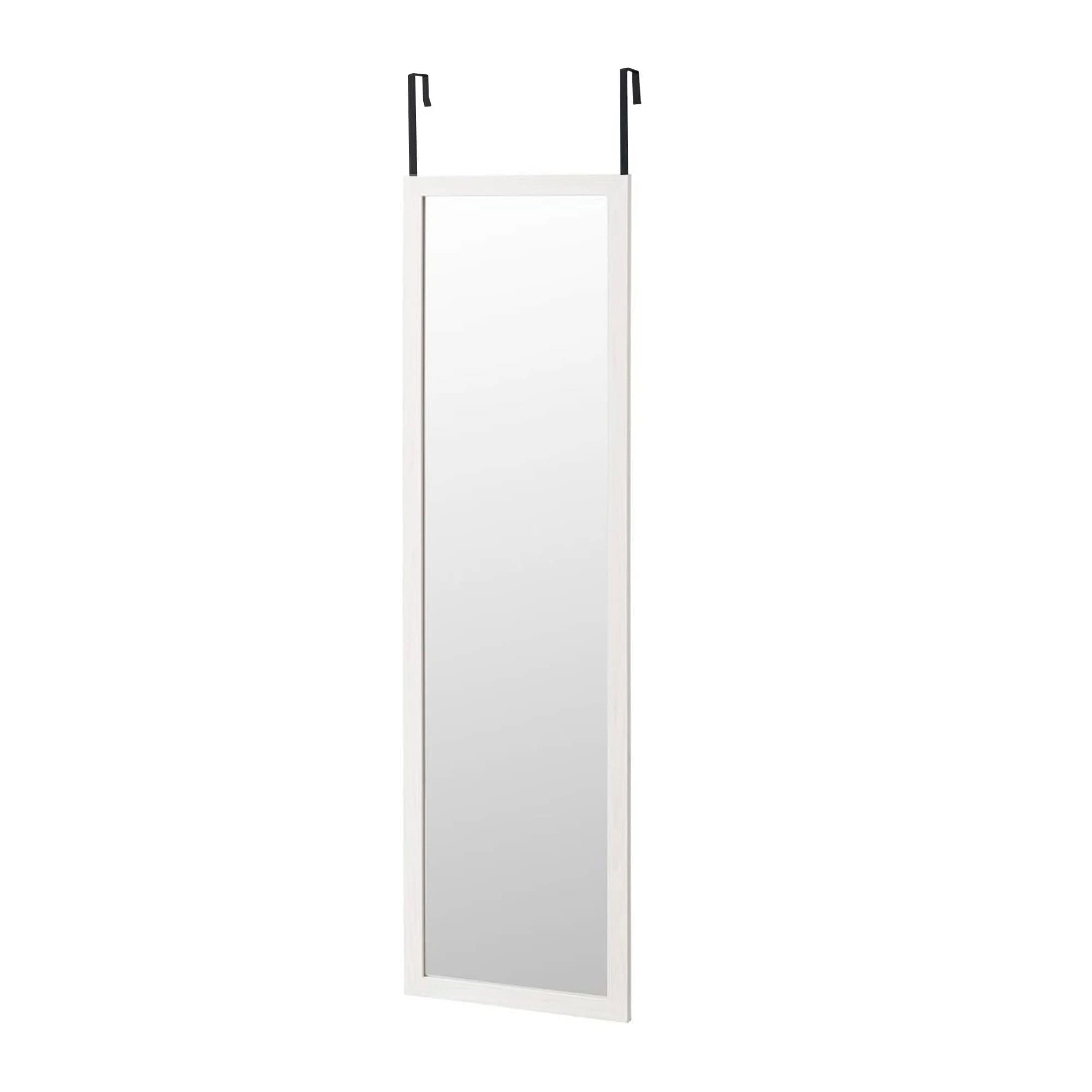 Espejo de Puerta Blanco 35x125 cm Nyana Home – Marco Madera MDF Ligero y Fácil de Colgar Estilo Nórdico Compatible 99% Puertas Visagras Superiores