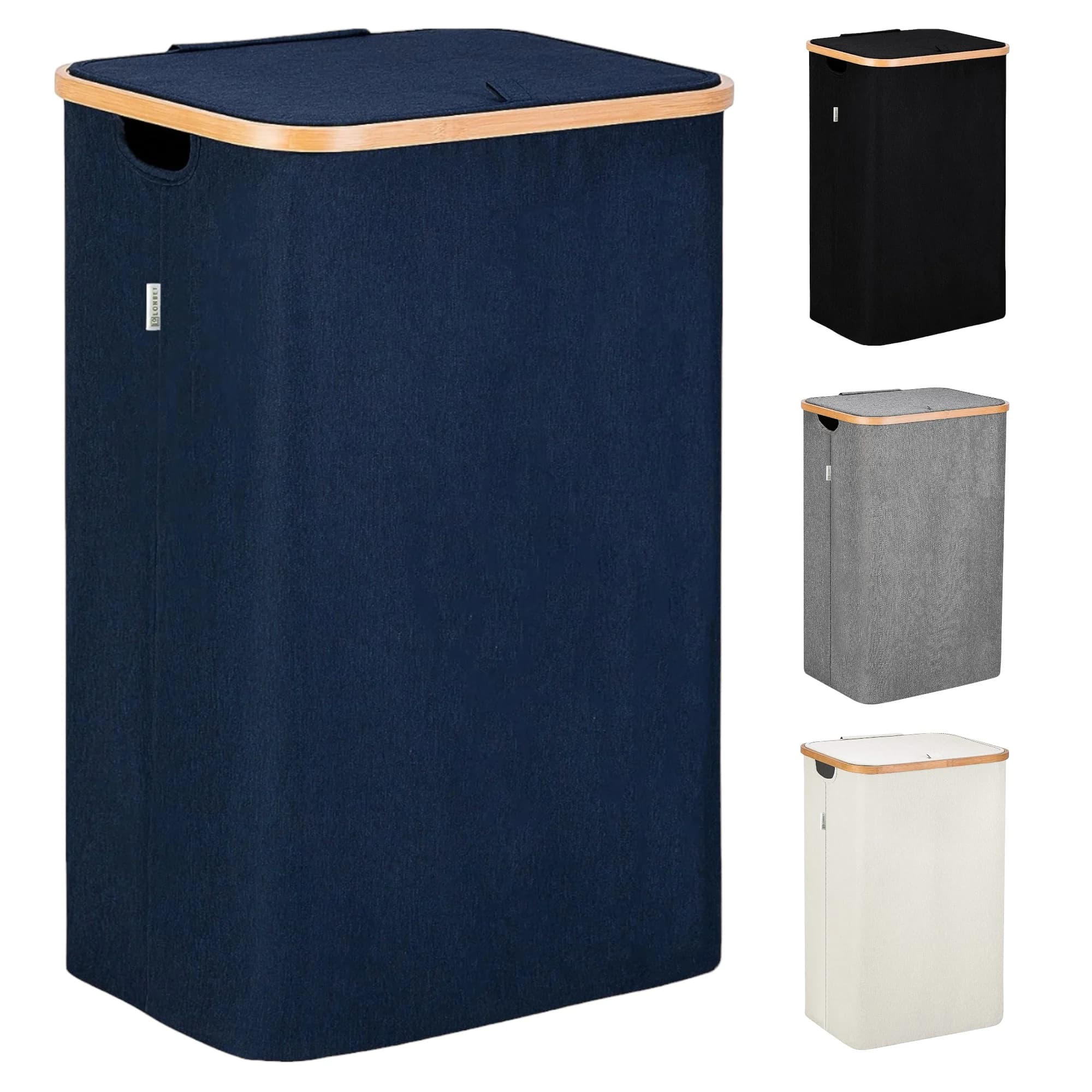 Cesto de Ropa Sucia de Bambú con Tapa y Asas: 72L o 100 L, 2 Clasificaciones, Plegable, Bolsa Interior Lavable a Máquina - Solución Elegante y